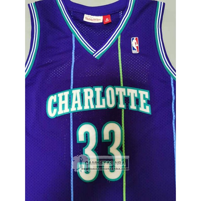 Camiseta Charlotte Hornets Alonzo Mourning NO 33 Mitchell & Ness Violeta